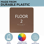 Burnt Sienna ADA Floor 2 Sign with Braille – Made from Durable Acrylic and Ready to Mount