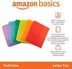 Amazon Basics Plastic 3 Hole Punch Folders with 2 Pockets, 8.5 x 11 inches, Pack of 12, Assorted Color