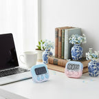 Weewooday 12 Pcs Digital Kitchen Magnetic Timer Bulk Classroom Count up Countdown Timer Large Digits Egg Loud Alarm Cute Desk Stopwatch for Teacher Kids Cooking Office(Pink and Blue,Gradient Style)