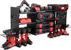 Large Power Tool Organizer Wall Mount with Charging Station, Heavy Duty Cordless Drill Holder, Garage Tool Storage Battery Rack with 8 Outlet, Gift for Men Husband Dad Birthday Anniversary Black