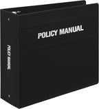 Carstens 4-Inch Heavy Duty Round Ring Binder for Policy Manuals – Side Opening, Black, Durable Plastic Covers, No-Gap Rings, No Pockets, Holds 600 US Letter Sheets, Made in USA (1873-3R)