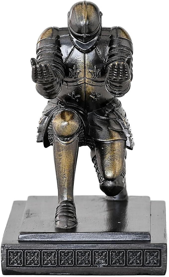 Amoysanli Executive Knight Pen Holder Decorative Resin Pen Holders For Desk Organizer Cool Ornament Gift For Office and Home (Iron)