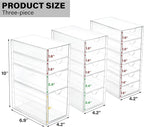 Prsildan Acrylic Drawer Organizer with 15 Drawers, Makeup Craft Office Desk Organizers Accessories, Set of 3 Clear Stackable Storage Drawers for Vanity, Countertop, Jewelry, Art Supply Organization