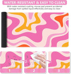 iCasso Large Mouse Pad (35.4x15.7 in), Desk Mat Gaming Mousepad with Stitched Edges, Keyboard Mouse Mat Desk Pad for Work, Game, Office, Home-Pink Topographic
