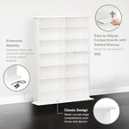 Prepac 2 Column Display Cabinet, White and Tall Storage Cabinet with 14 Adjustable Shelves for DVD Storage, 8.75" D x 38.75" W x 51" H, WMA-0640