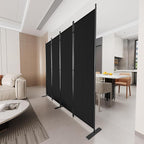 C-Hopetree 4 Panels Room Divider, 6 Ft Tall Indoor Folding Privacy Screen, Portable Partition Separator, Freestanding Separation Temporary Wall for Office, Bedroom, 80" W X 71" H, Black