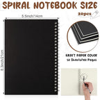 Eersida 20 Pack A5 Spiral Notebook College Ruled Spiral Notebook Bulk 5.5 x 8.3 Inch Hardcover Notepads Lined Travel Writing Journal Notepad, 50 Sheets 100 Pages(Black)