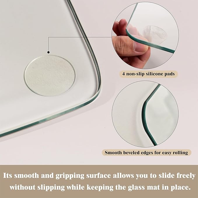Koonmi Tempered Glass Chair Mat for Hardwood Floors & Carpets, 60" x 80“ Transparent Heavy Duty Office Floor Protector with Noise-Free Gliding Shatterproof for Home Office Desk