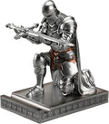 Amoysanli Medieval Armored Warrior Wearing Outerwear, Mobile Phone Stand Knight Pen Holder Desk Organizers, Resin Bookends Paperweight with a Letter Opener for Desk (Silver)