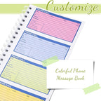 Sinmoe 1 Pcs Spiral Bound Phone Message Book with Carbon Copy 5-1/2" x 11" 2 Part Colorful Carbonless Telephone Message Pads Duplicate Spiral Phone Call Log Book for Business Office (Green,Blue)