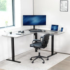 VIVO Electric Corner 63 x 55 inch L-Shaped Standing Desk, Memory Height Adjustment, Dark Gray Top Black Frame, DESK-E3CTG
