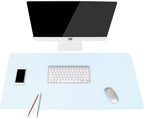 YSAGi Non-Slip Leather Desk Pad L Size, Waterproof Laptop Computer Desk Keyboard Mat, Table Protector Blotter Mat, Large Mouse Pad for Office/Work/Home/Decor(Sky Blue, 35.4" x 17")