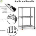 M MZG 450 lbs Steel Storage Shelving 3-Tier Utility Shelving Unit Steel Organizer Wire Rack for Home,Kitchen,Office (11.8" D x 17.7" W x 26.3" H) | 450 lbs, for Home, Kitchen, Office