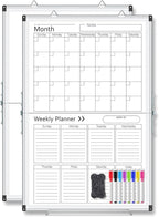 Lincia 24" x 16" Magnetic Vertical Monthly and Weekly Dry Erase Calendar for Wall Undated Horizontal Dry Erase Calendar Planner Aluminum Frame Whiteboard for Home Office Projects Wall Fridge