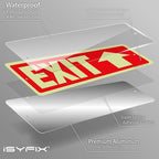 iSYFIX Exit Signs with Directional Up Arrow, Glow in the Dark, Photoluminescent Aluminum 12x4 Inch - 2 Pack, Laminated for UV & Weather Resistance, Ideal for Offices, Schools, Theaters & More