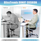 BlissTrends Donut Pillow Seat Cushion, Donut Chair Cushions for Postpartum Pregnancy&Hemorrhoids, Tailbone Pain Relief Cushion, Memory Foam Lifting Cushions for Office & Home Chairs (Black, XX-Large)