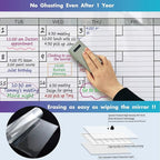 Magnetic-Receptive Dry Erase Two Month Laminated Jumbo Wall Calendar, 38" x 50",Big Whiteboard Calendar with Iron Sheet Backing-Works with Magnetic Markers Eraser, Giant Blank Poster with Square