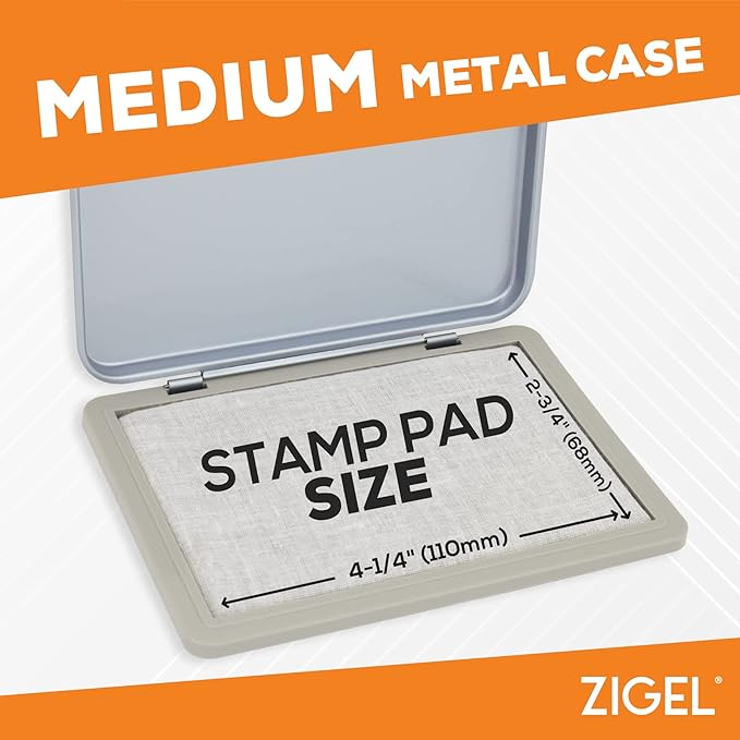 2 Pack Metal Case Stamp Pad Medium Size, Black Color - Size: 3" x 4" - Choose from 15 Ink Colors