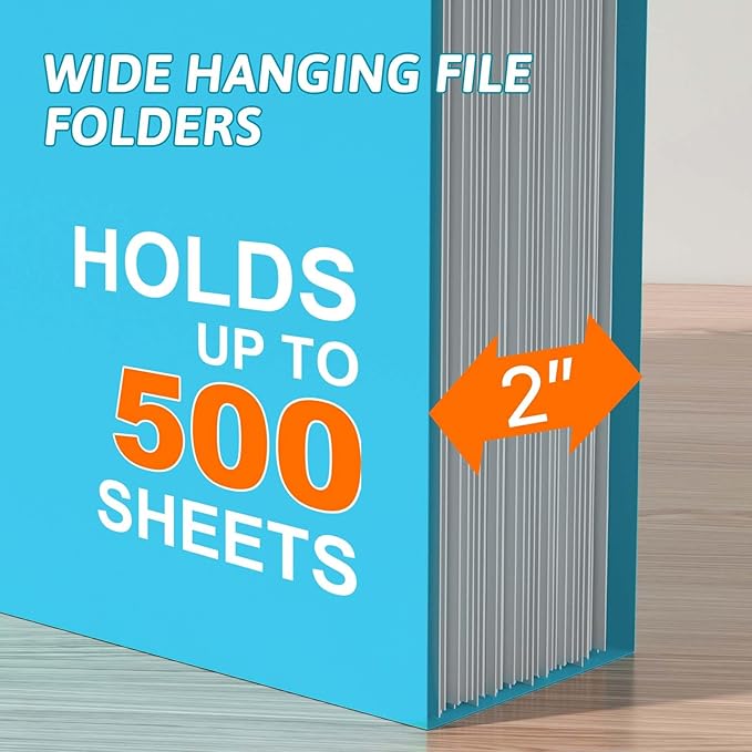 Nordun Plastic Hanging File Folder Extra Capacity,12 Pack Reinforced Hang Folders with Heavy Duty 2 Inch Expansion,Filing Cabinet Folders Letter Size,Hanging Organizer Designed for Bulky Files(Blue)