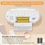 DOOMAY Digital Alarm Clock for Bedroom: Dual Alarm Bedside Clock VA LCD Display with Seconds, 9-Minute Snooze and Weekend Mode, 3 Brightness, 4 Alarms and 3 Volume Levels，Type C & Battery Included