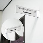 ALPHA DOG SIGNS Custom Projecting Hallway Sign, 4"x12" Double-Sided Business Plaque Left Arrow, Personalized Indoor Outdoor Wayfinding, Easy Install, Durable, Made in USA (Brushed Stainless)