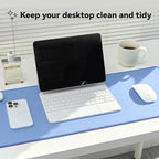 Reniteco Waterproof Large Gaming Mouse Pad with Durable Stitched Edges, Non-Slip Rubber Base, Grainy Jacquard Mouse Mat Desk Pad for Home Office Gaming, 31.5''x11.8''x0.12'', Matte Blue