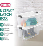 Sterilite 24-Pack Ultra Latching Box, Storage Bins with Lids, Clear Plastic, 70 Quart - Heavy-Duty Organizing Containers for Closet, Bathroom, and Office
