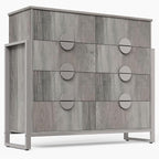 LGHM Fluted Dresser for Bedroom with 8 Drawers, Modern 8 Drawers Dressers with Semi-Cylindrical, Chest of Drawers Closet Organizers and Storage Clothes, 43" Tall Dresser with Bold Steel Frame, Gray
