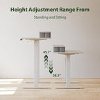 Agilestic 63 x 24 Inches Electric Standing Desk with 2 Storage Drawers, Stand Up Desk Adjustable Height, Sit and Stand Computer Table with Splice Board, White