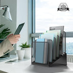 2 Pack Inclined 5-Section Desk File Organizer, Vertical File Folder Holder File Sorter Desktop Organization for Office Classroom