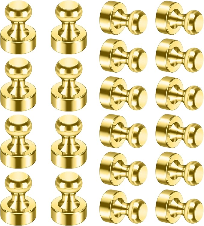 20Pack Gold Fridge Magnets for Whiteboard Small Refrigerator Magnets Office Magnets for Refrigerator Whiteboard Billboard in Kitchen Classroom School