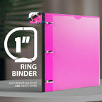 WOT I 4-Pack Telescoping 3 Ring Binder 1 Inch, Expandable Flexible Binder - Patented Design for Easy Portability, Holds 225 Sheets, Perfect for School, Office&Home Organization(Black+Pink+Blue+White)