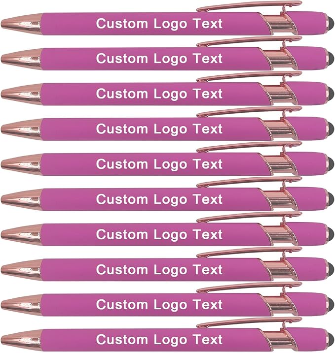 Custom Engraved Ballpoint Pens Bulk, Personalized with Name/Logo, Black or Blue Ink, Smooth Writing for Office, School, Business, Church, Reunion Bulk Pink 50 Pcs