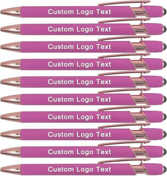 Custom Engraved Ballpoint Pens Bulk, Personalized with Name/Logo, Black or Blue Ink, Smooth Writing for Office, School, Business, Church, Reunion Bulk Pink 50 Pcs