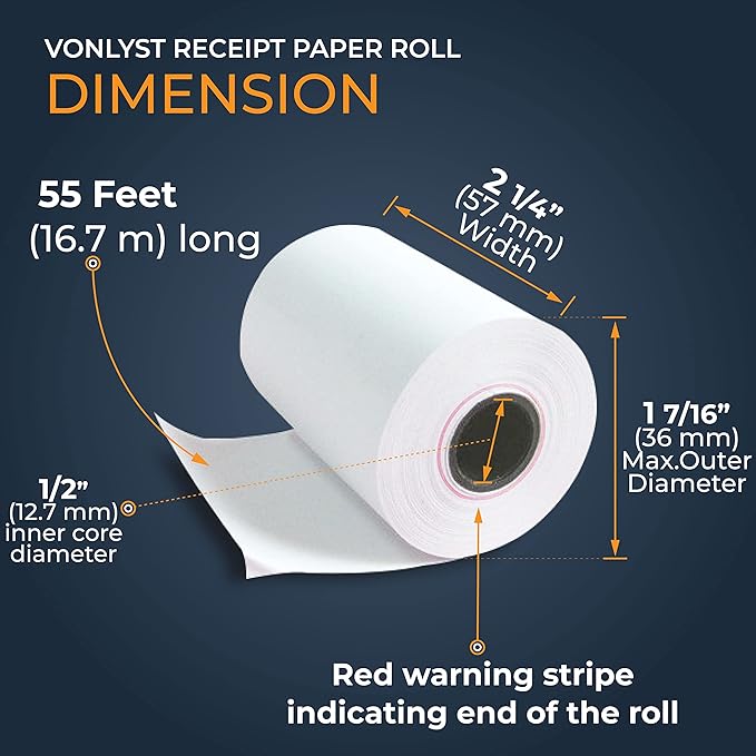 Vonlyst Receipt Paper Roll for Square Terminal Credit Card Machine (10 rolls)