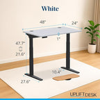 UPLIFTDESK V3 2-Leg White Laminate Wood Standing Desk – Adjustable Height, Advanced 1-Touch Memory Keypad, Under Desk Cable Management, Wire Grommets & Rocker Board (Black C-Frame, 48 x 30 inch)