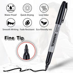 TOMPEN Black Permanent Markers Bulk Fine Tip 500 Pack,Use for Halloween,Waterproof Permanent Marker Pens with Quick Drying on Wood,Plastic,Paper,Metal,Mirror for Office School Classroom Home