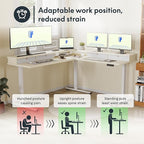 FLEXISPOT 63" L Shaped Standing Desk with Shelf Electric Corner Table, Drawers, Adjustable Computer Workstation for Home, Office, 63x55in, Light Maple Top + White Frame