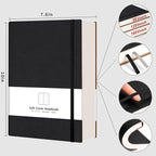 AHGXG Bullet Dotted Journal - 320 Pages Dot Grid Notebook B5 Large Journal, 100gsm Thick Dotted Paper, Leather Softcover, with Journal Stencils, Inner Pocket, 7.6'' X 10'' - Black