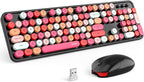 MOFII Wireless Keyboard and Mouse Combo, 2.4GHz Retro Full Size Typewriter Keyboard with Number Pad & Wireless Mouse for Laptop, PC, Desktop, Mac, Windows - Black Colorful