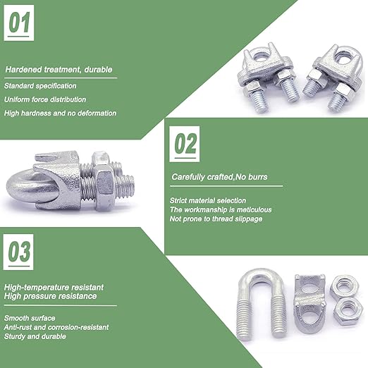 200PCS M5 Heavy Duty Wire Rope Clamps, 3/16-Inch Zinc Plated Wire Cable Clamps for Secure Connections – Boat, Tent, Clothesline, Rigging & More