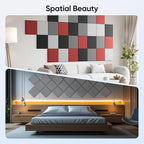 UNECHO 12 Pack 12" X 12" X 0.4" Acoustic Panels for Wall Sound Absorbing, Square Self-Adhesive Sound Panels, High Density Suitable for Multiple Scenarios(MoonLight Gray)