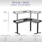 VIVO Electric 2-Tier Corner L-Shaped 63 x 55 inch Standing Desk, Height Adjustable, Memory Controller, Black Top Black Frame, Dark Gray Drawers, DESK-E3CVB