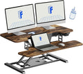 FLEXISPOT 35" Electric Standing Desk Converter, Height Adjustable Motorized Desk Riser for Computer Monitors & Laptop Workstation, Rustic Color