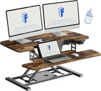 FLEXISPOT 35" Electric Standing Desk Converter, Height Adjustable Motorized Desk Riser for Computer Monitors & Laptop Workstation, Rustic Color