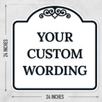 Custom Decorative Sign, Personalized Metal Sign for Business, Driveway, Home, Airbnb, Office Door Plaque,Black Border Sign, 24x24 Inches, ACM, Fade Resistant, Made in USA by Sigo Signs