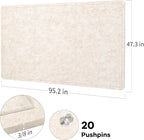 Extra Large Bulletin Board - 96 x 48 Inches, Decorative Felt Pin Board for Wall - 8' x 4' Foldable Photo Display Board with Self-Adhesive Tape, Includes 20 Push Pins - Oatmeal