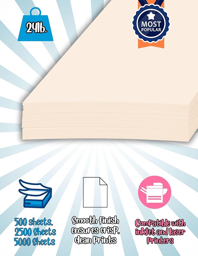 Limited Papers (TM) Colored Copy Paper – 24lb/60lb Text, 90 gsm, 11"x17", Tabloid Size, 500 Sheets Per Ream. (5000, Pink)