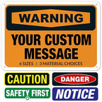 Custom Warning Sign, OSHA Sign, 10x7 Inches, Rust Free .040 Aluminum, Fade Resistant, Indoor/Outdoor Use, Made in USA by Signs