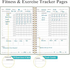 Fitness Journal for Women & Men,A5 Workout Journal/Planner Daily Exercise Log Book to Weight Loss, Gym, Muscle Gain, Bodybuilding Progress, 5.8"x8.3", Green